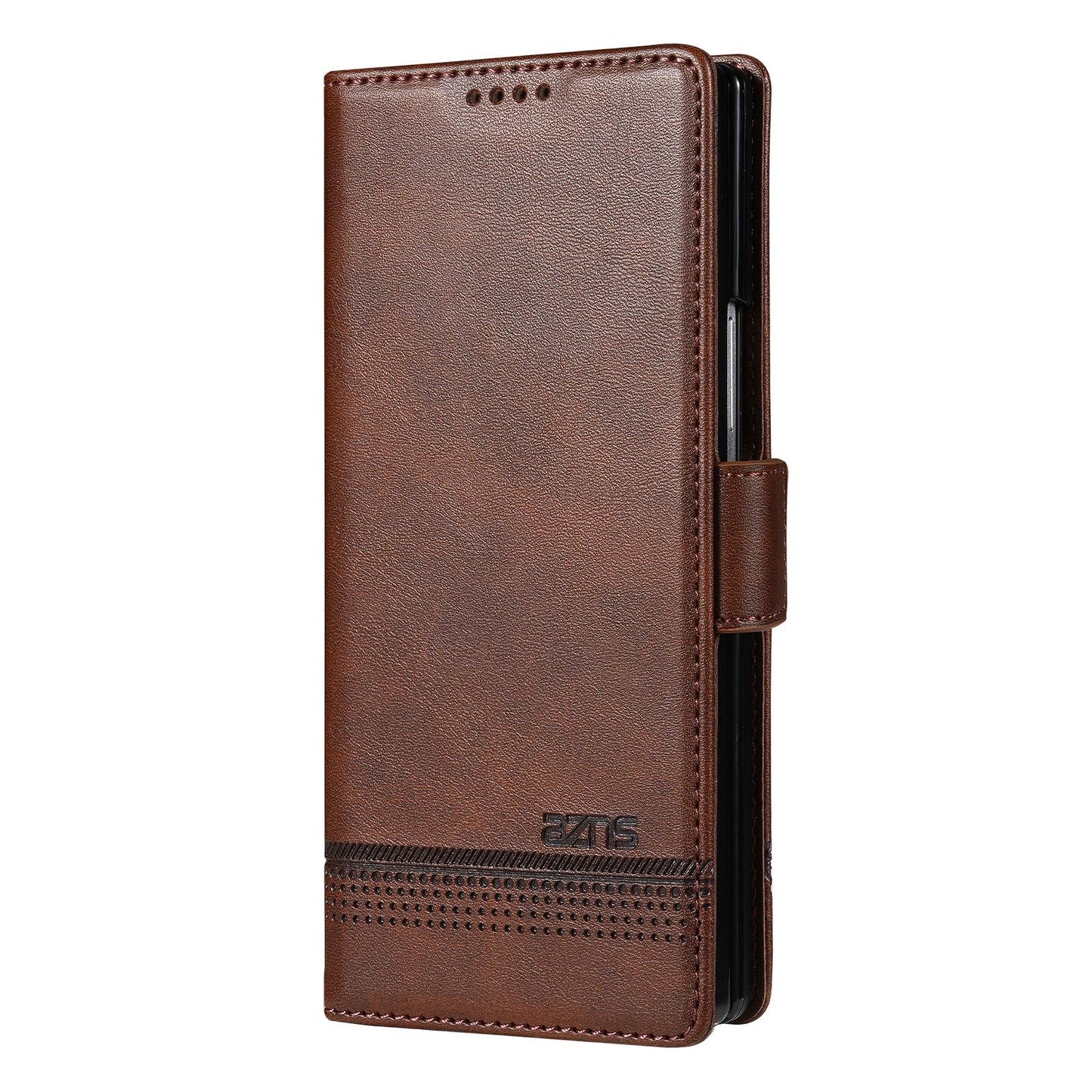 For Galaxy Z Fold8 Ultra 5G AZNS Magnetic Calf Texture Flip Leather Phone Case(Dark Brown)