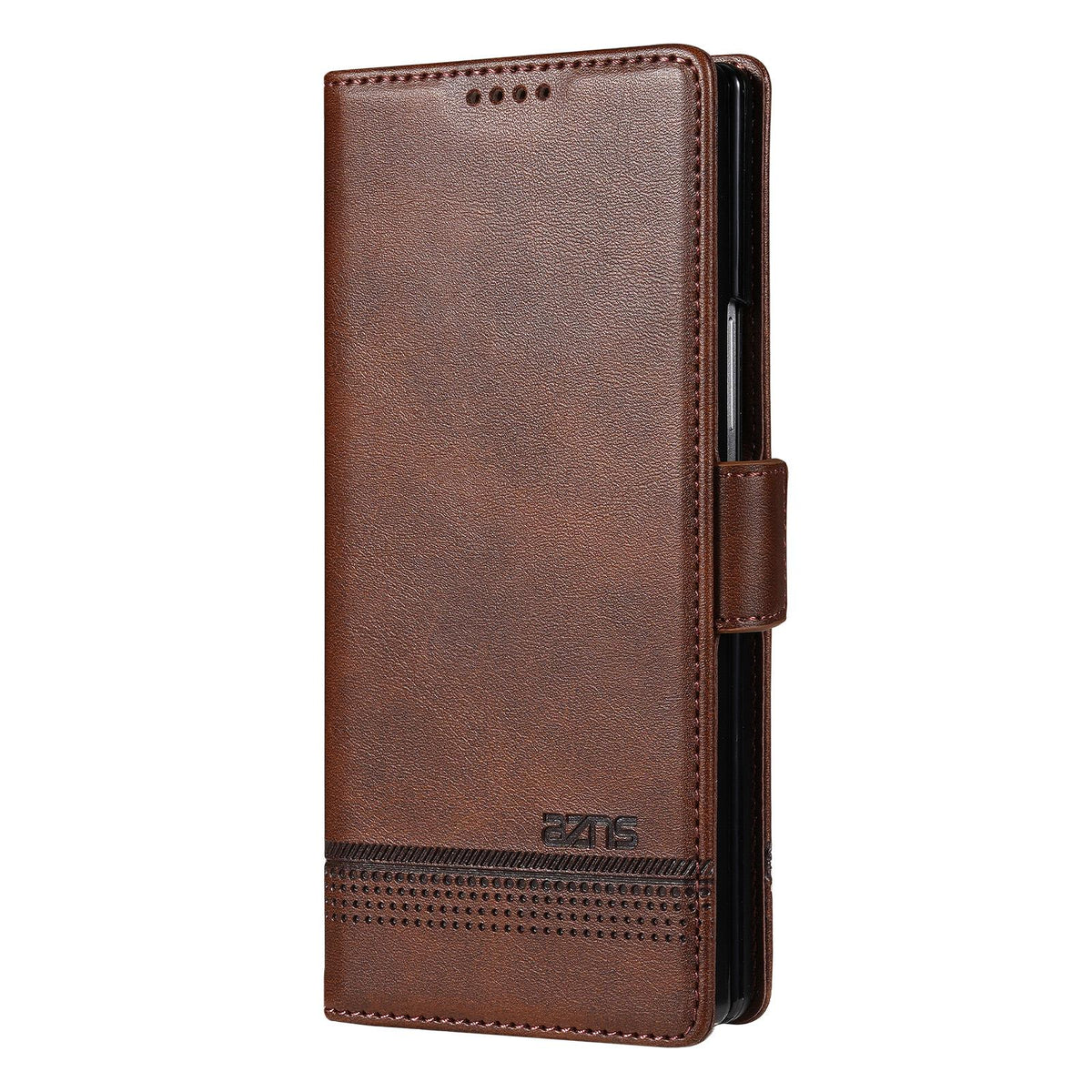 For Galaxy Z Fold8 Ultra 5G AZNS Magnetic Calf Texture Flip Leather Phone Case - Dark Brown - EDA004950708F