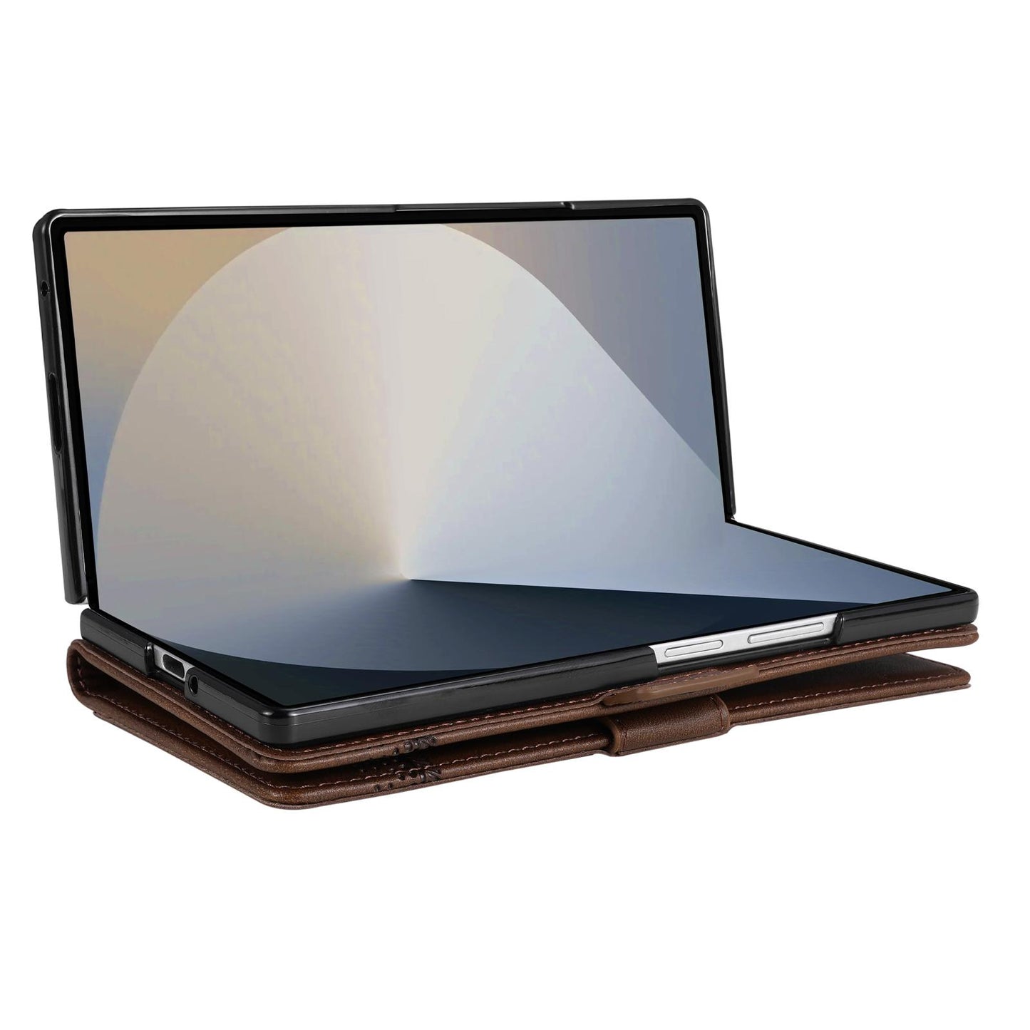 For Galaxy Z Fold8 Ultra 5G AZNS Magnetic Calf Texture Flip Leather Phone Case(Dark Brown)
