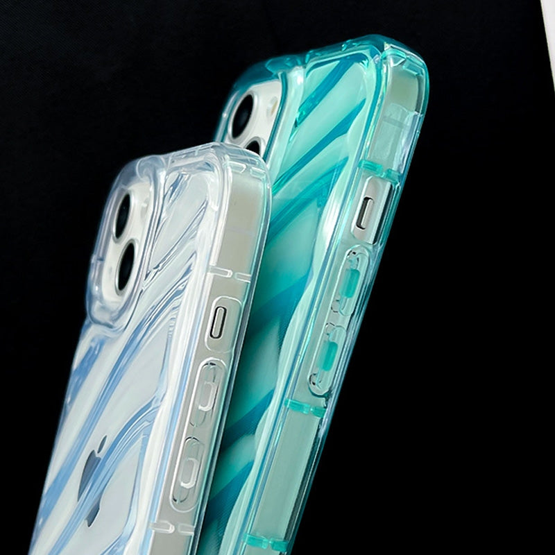 For iPhone 18 Pro Max Waves TPU Phone Case - Blue - EDA004956019A