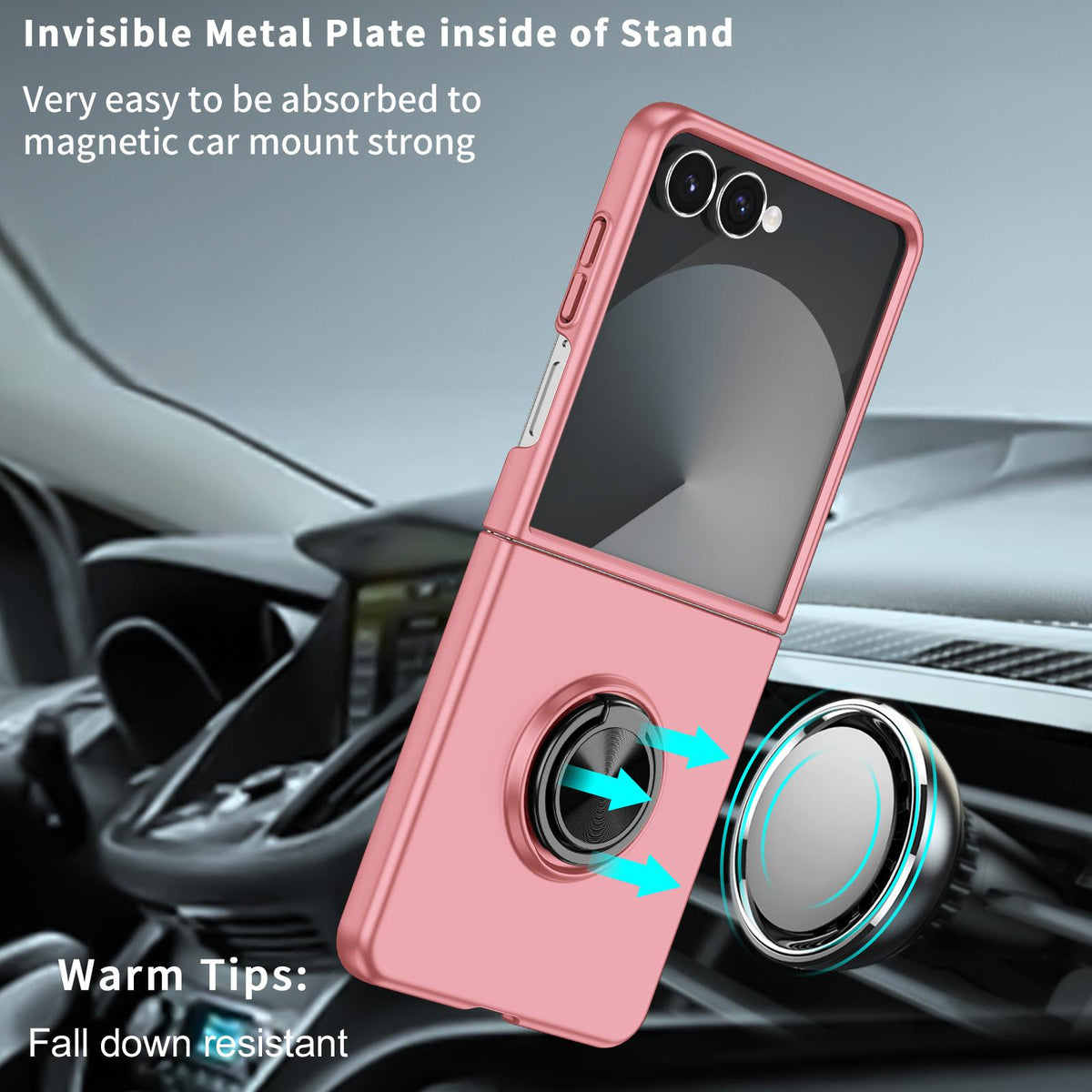For Galaxy Z Flip8 5G Armor Ring Holder Phone Case - Pink - EDA004969907A