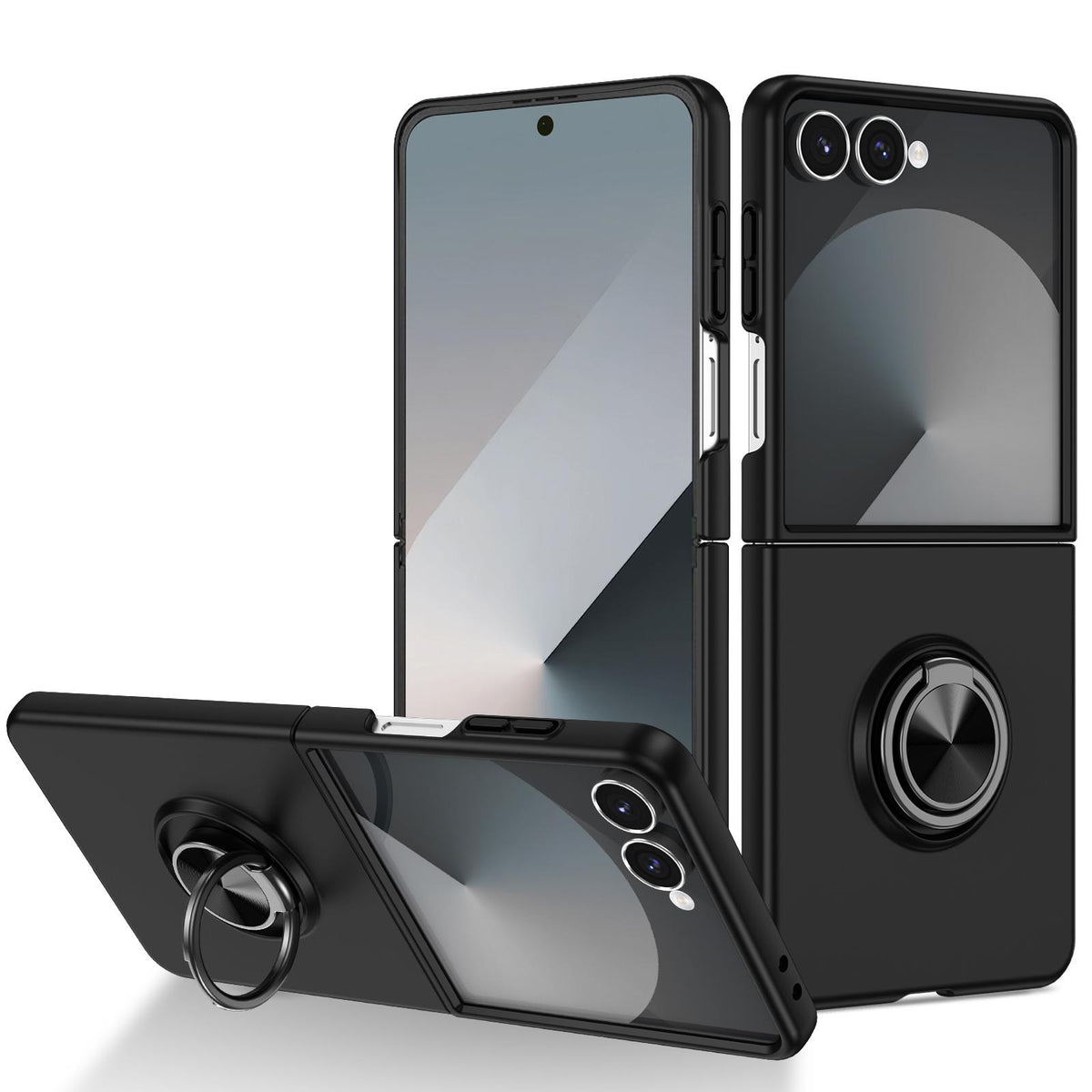 For Galaxy Z Flip8 5G Armor Ring Holder Phone Case - Black - EDA004969907B