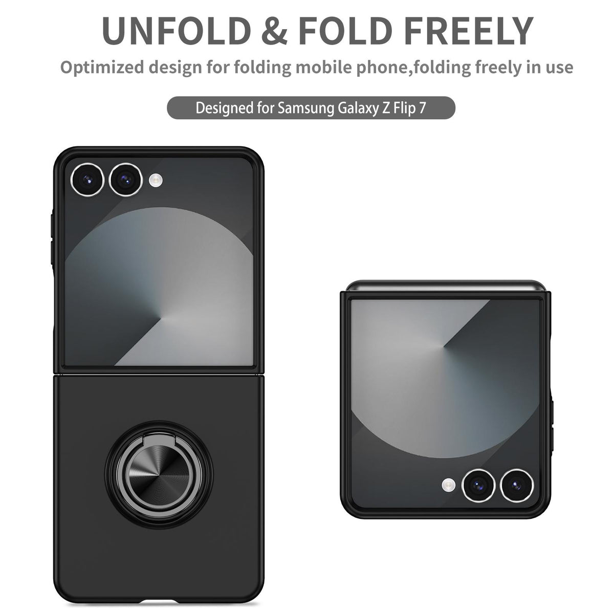 For Galaxy Z Flip8 5G Armor Ring Holder Phone Case - Black - EDA004969907B