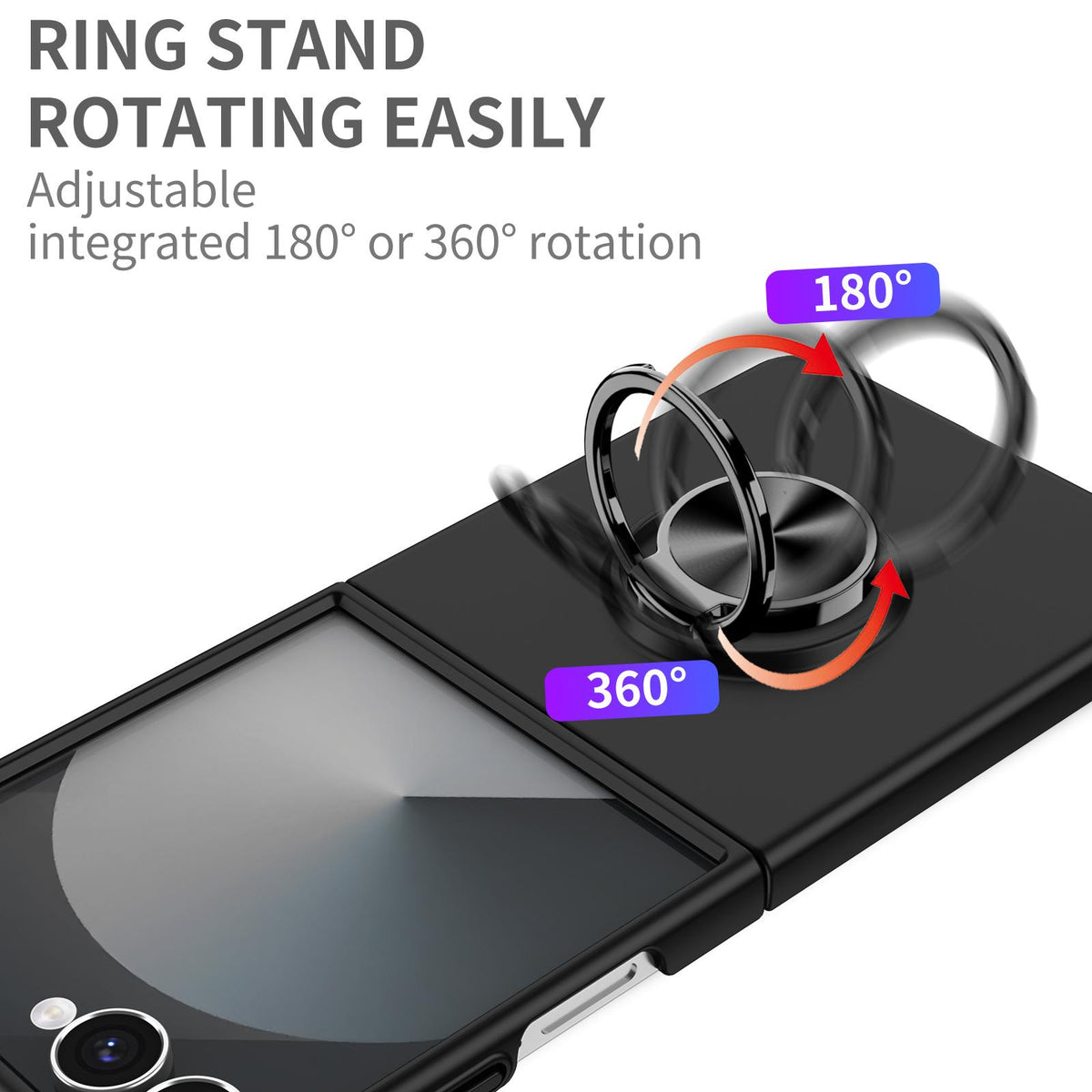 For Galaxy Z Flip8 5G Armor Ring Holder Phone Case - Black - EDA004969907B