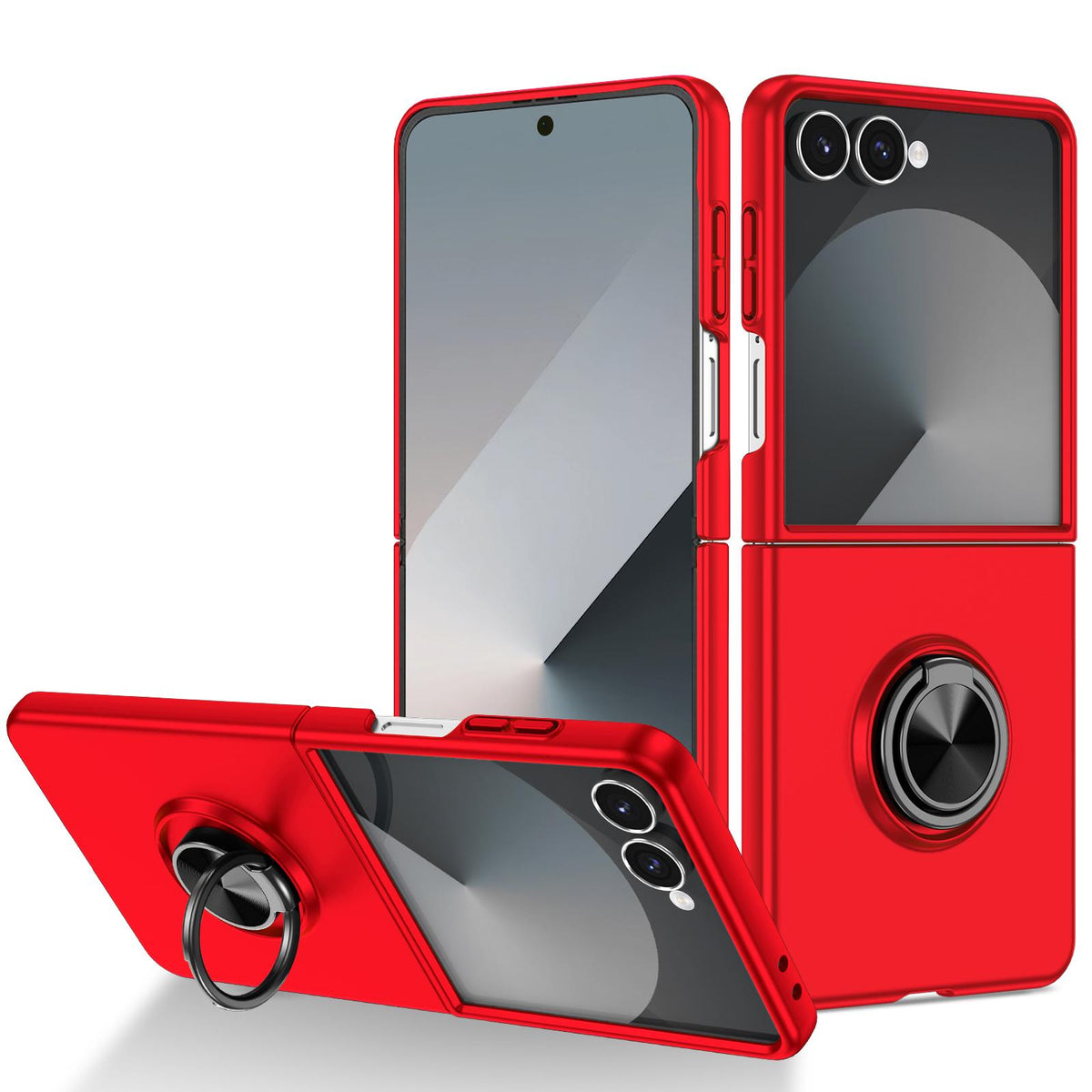 For Galaxy Z Flip8 5G Armor Ring Holder Phone Case - Red - EDA004969907C