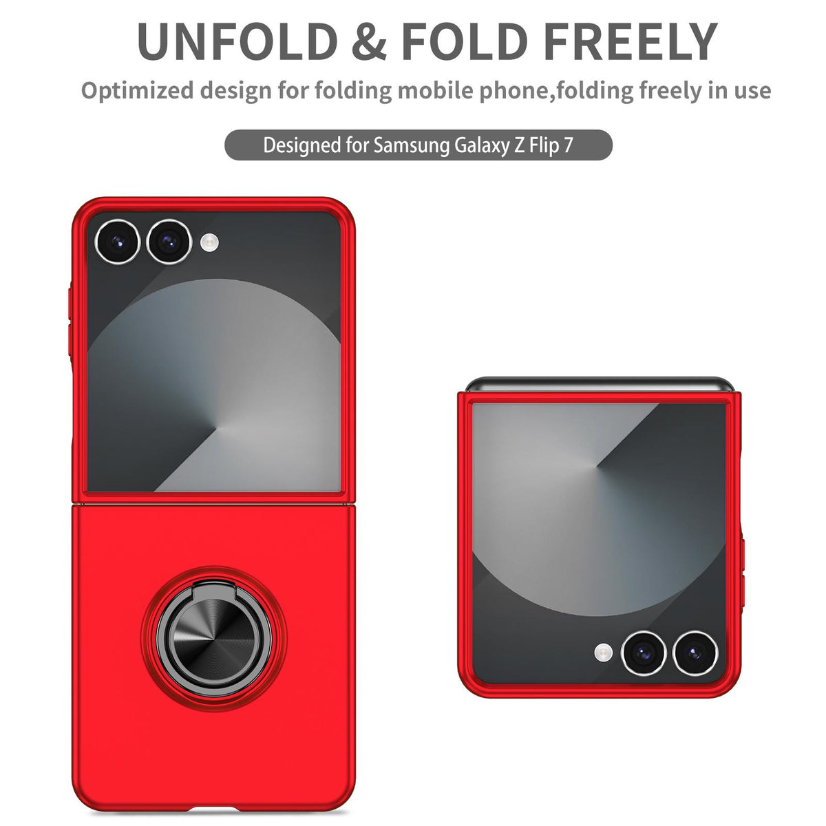 For Galaxy Z Flip8 5G Armor Ring Holder Phone Case - Red - EDA004969907C