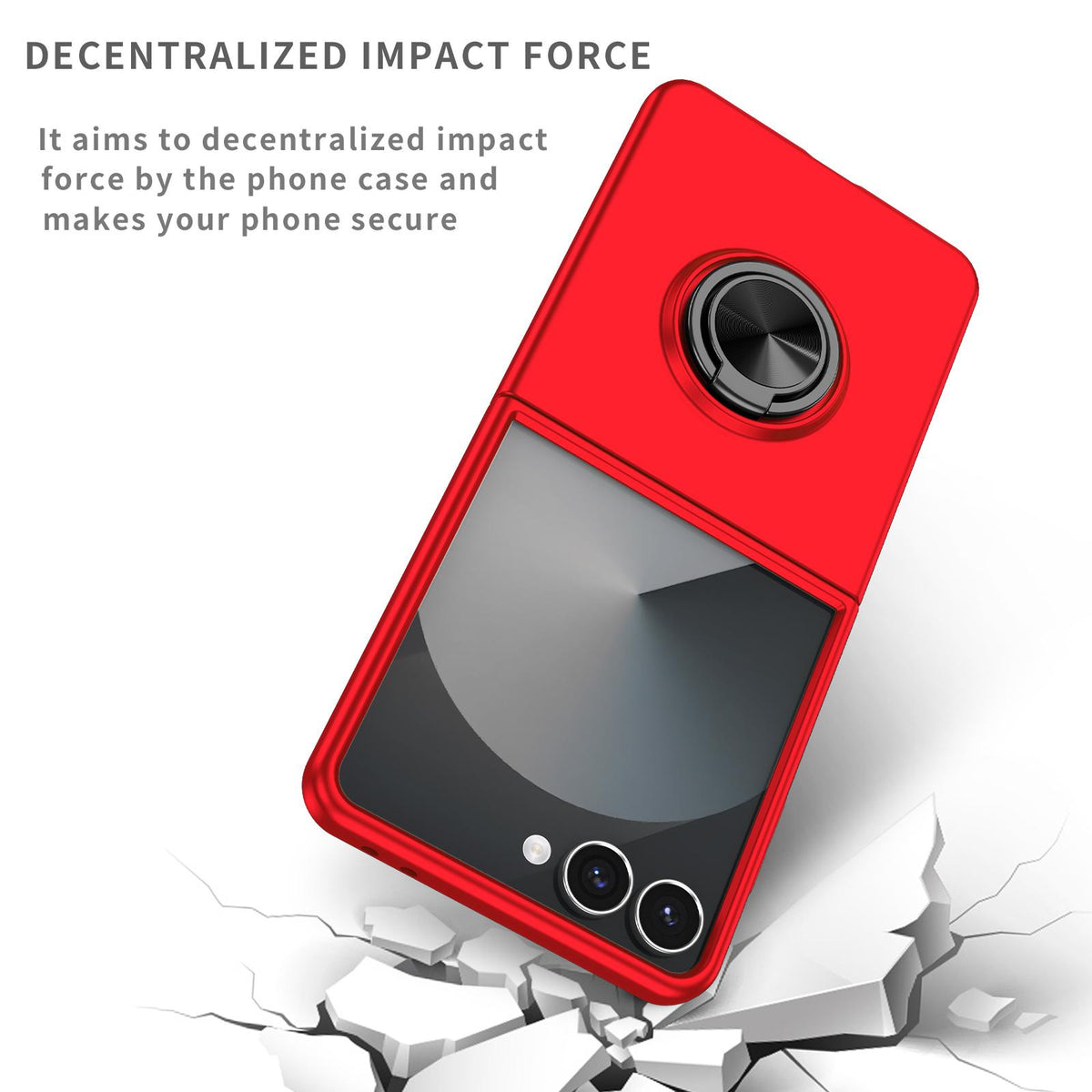 For Galaxy Z Flip8 5G Armor Ring Holder Phone Case - Red - EDA004969907C
