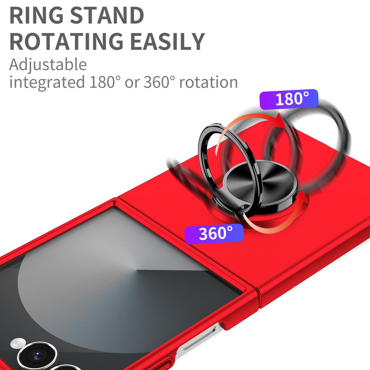 For Galaxy Z Flip8 5G Armor Ring Holder Phone Case - Red - EDA004969907C