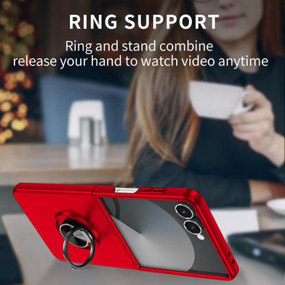 For Galaxy Z Flip8 5G Armor Ring Holder Phone Case - Red - EDA004969907C