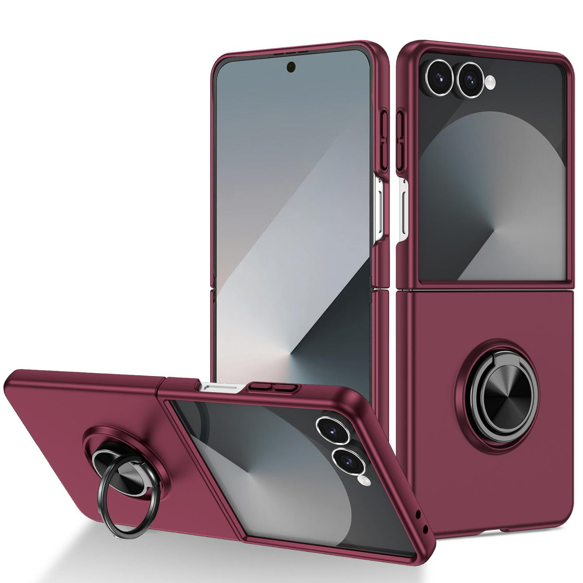 For Galaxy Z Flip8 5G Armor Ring Holder Phone Case - Wine Red - EDA004969907D
