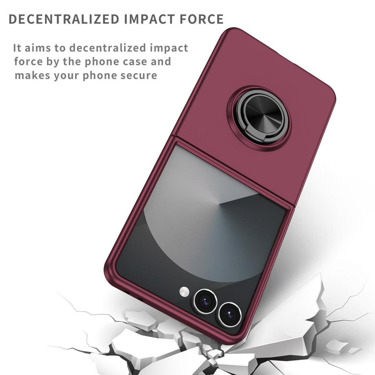 For Galaxy Z Flip8 5G Armor Ring Holder Phone Case - Wine Red - EDA004969907D