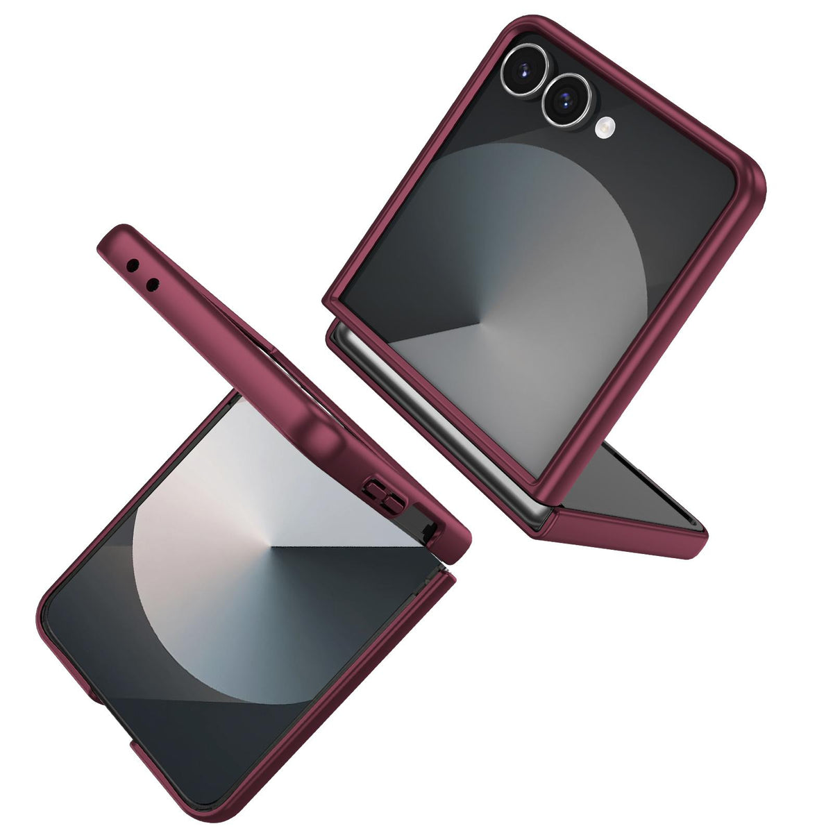 For Galaxy Z Flip8 5G Armor Ring Holder Phone Case - Wine Red - EDA004969907D
