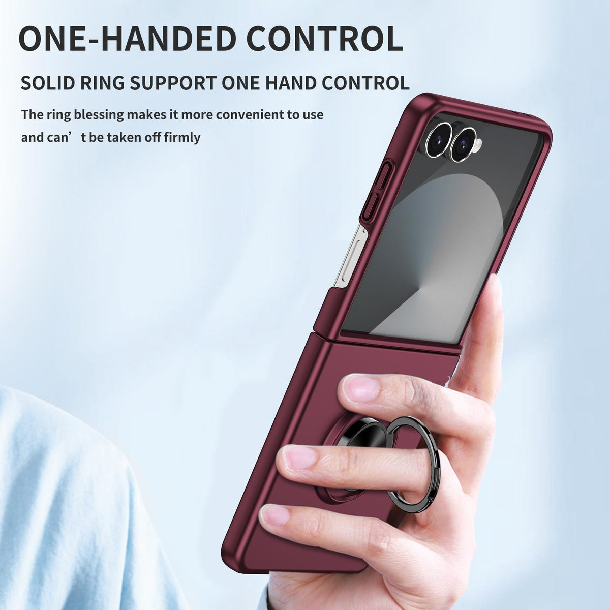 For Galaxy Z Flip8 5G Armor Ring Holder Phone Case - Wine Red - EDA004969907D