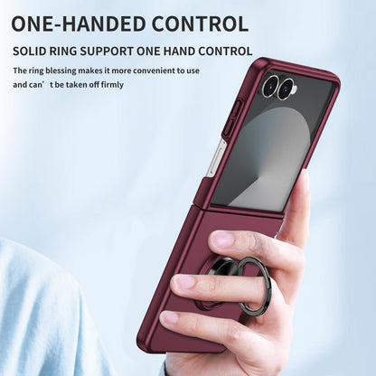 For Galaxy Z Flip8 5G Armor Ring Holder Phone Case - Wine Red - EDA004969907D