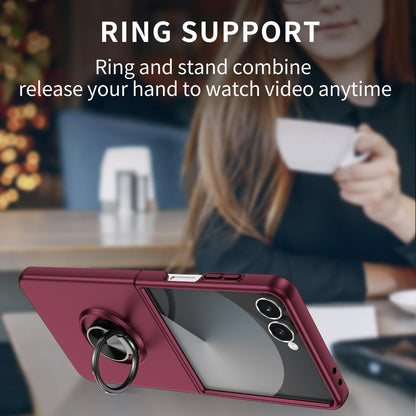 For Galaxy Z Flip8 5G Armor Ring Holder Phone Case - Wine Red - EDA004969907D