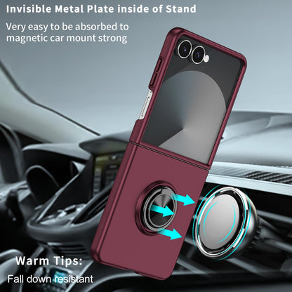 For Galaxy Z Flip8 5G Armor Ring Holder Phone Case - Wine Red - EDA004969907D