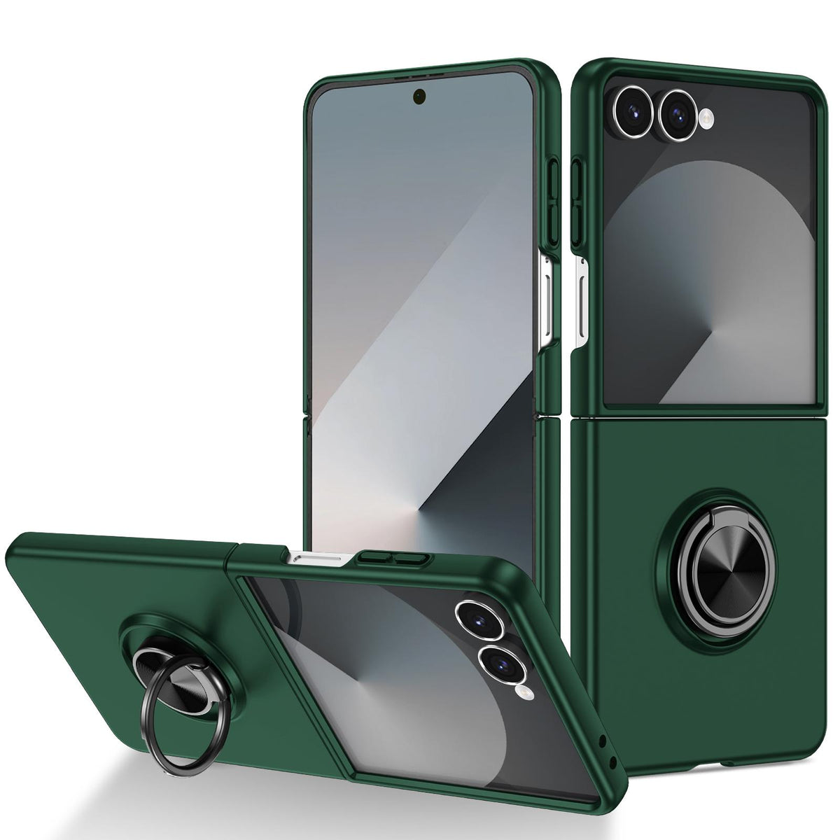 For Galaxy Z Flip8 5G Armor Ring Holder Phone Case - Dark Green - EDA004969907E
