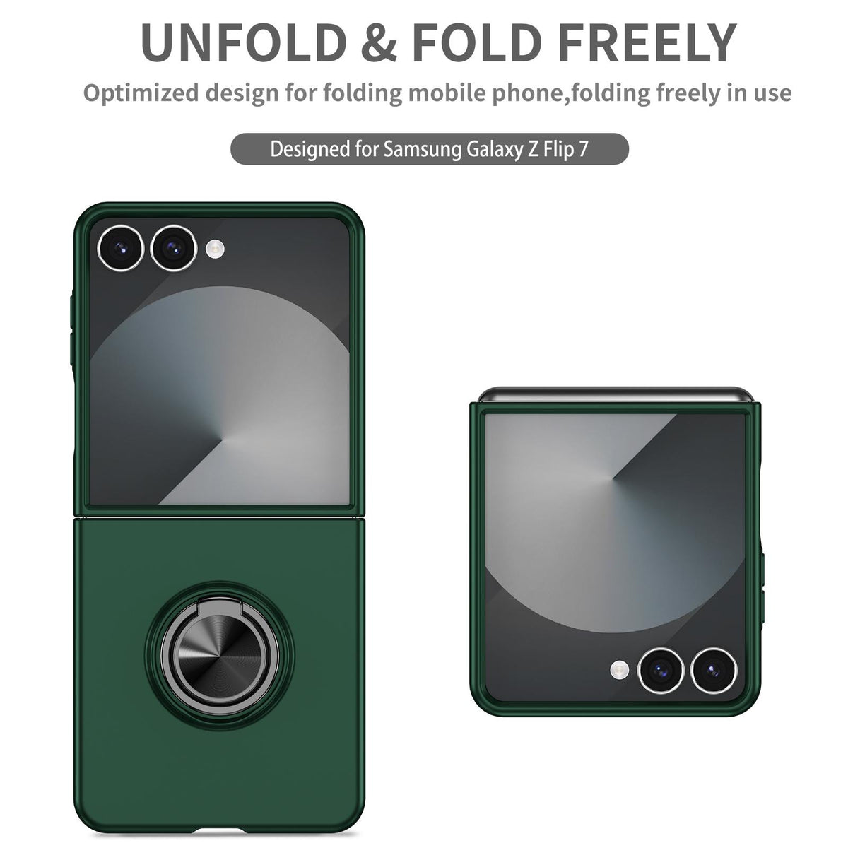 For Galaxy Z Flip8 5G Armor Ring Holder Phone Case - Dark Green - EDA004969907E