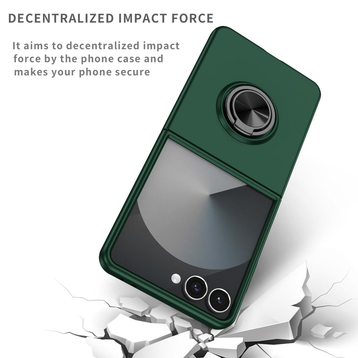 For Galaxy Z Flip8 5G Armor Ring Holder Phone Case - Dark Green - EDA004969907E