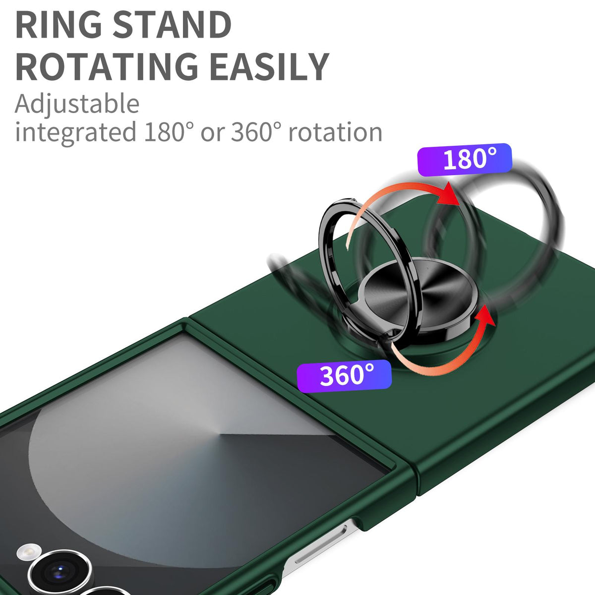 For Galaxy Z Flip8 5G Armor Ring Holder Phone Case - Dark Green - EDA004969907E