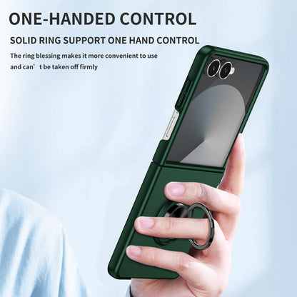 For Galaxy Z Flip8 5G Armor Ring Holder Phone Case - Dark Green - EDA004969907E