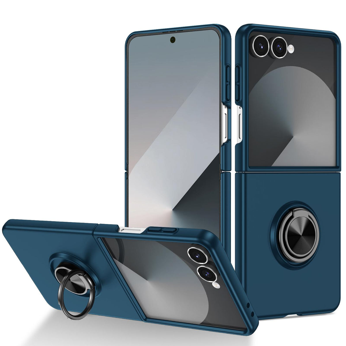 For Galaxy Z Flip8 5G Armor Ring Holder Phone Case - Dark Blue - EDA004969907F
