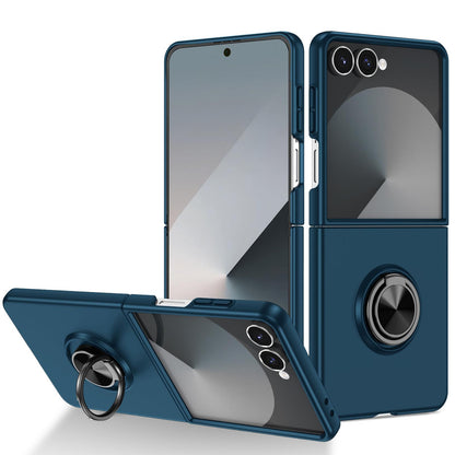 For Galaxy Z Flip8 5G Armor Ring Holder Phone Case - Dark Blue - EDA004969907F