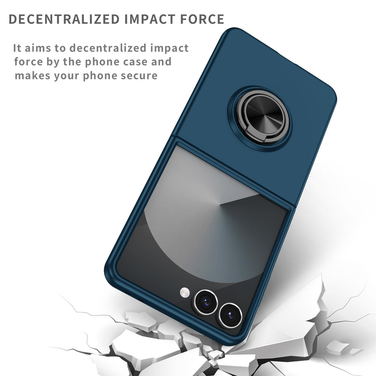 For Galaxy Z Flip8 5G Armor Ring Holder Phone Case - Dark Blue - EDA004969907F