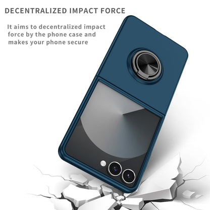 For Galaxy Z Flip8 5G Armor Ring Holder Phone Case - Dark Blue - EDA004969907F