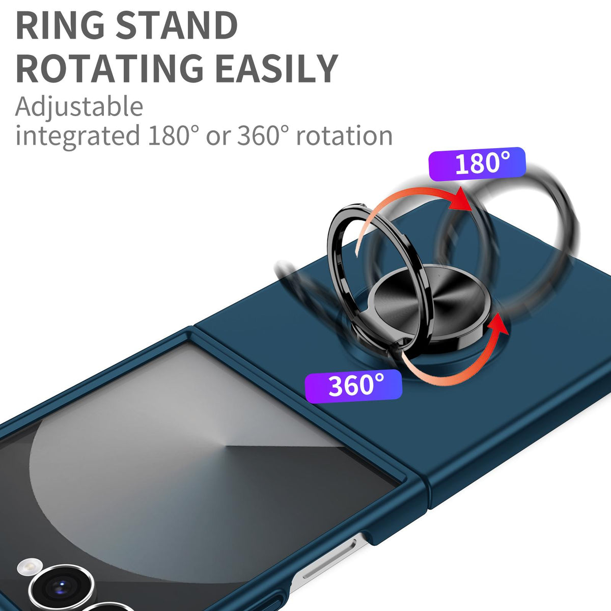 For Galaxy Z Flip8 5G Armor Ring Holder Phone Case - Dark Blue - EDA004969907F