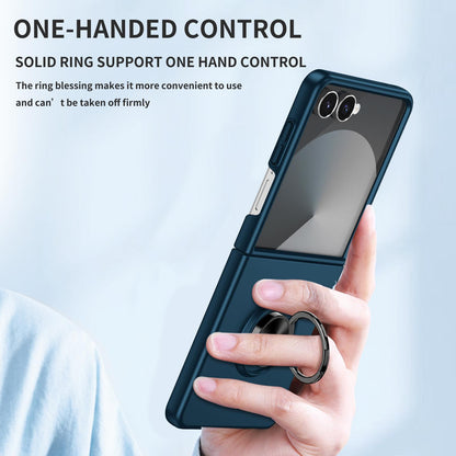 For Galaxy Z Flip8 5G Armor Ring Holder Phone Case - Dark Blue - EDA004969907F