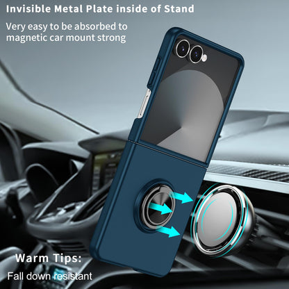 For Galaxy Z Flip8 5G Armor Ring Holder Phone Case - Dark Blue - EDA004969907F