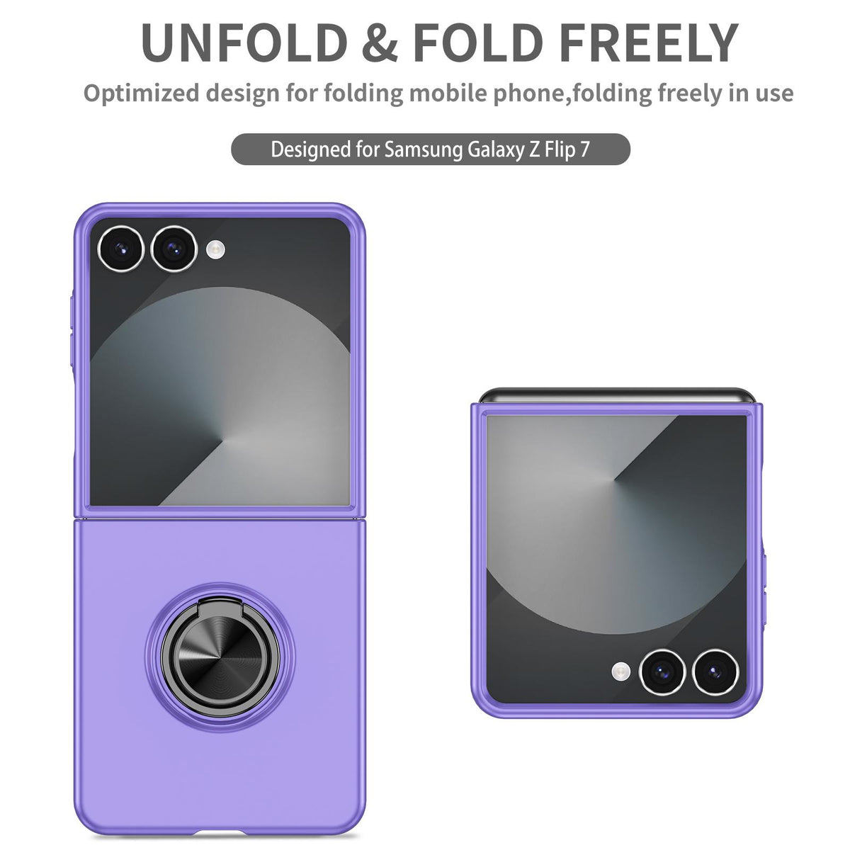 For Galaxy Z Flip8 5G Armor Ring Holder Phone Case - Purple - EDA004969907H