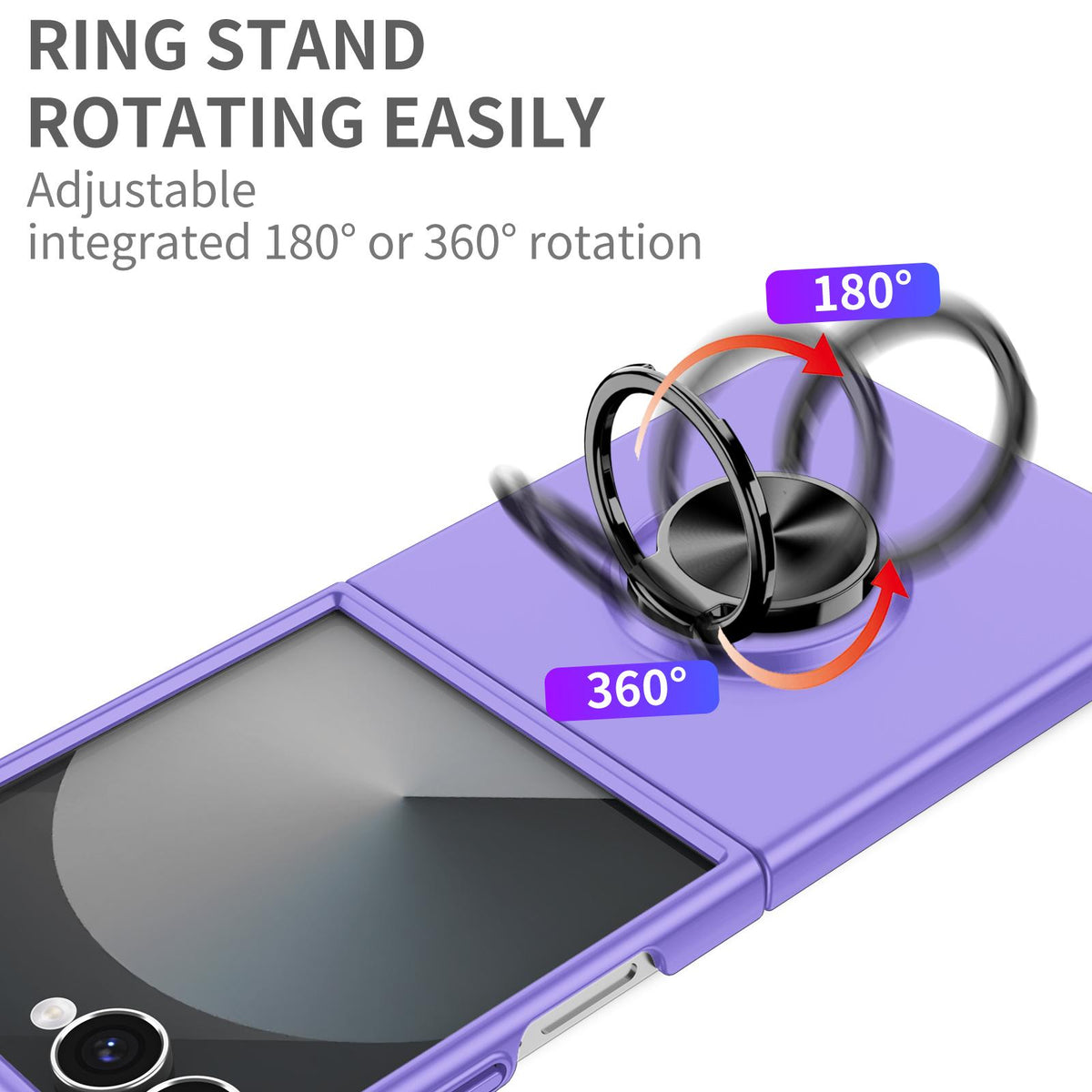 For Galaxy Z Flip8 5G Armor Ring Holder Phone Case - Purple - EDA004969907H