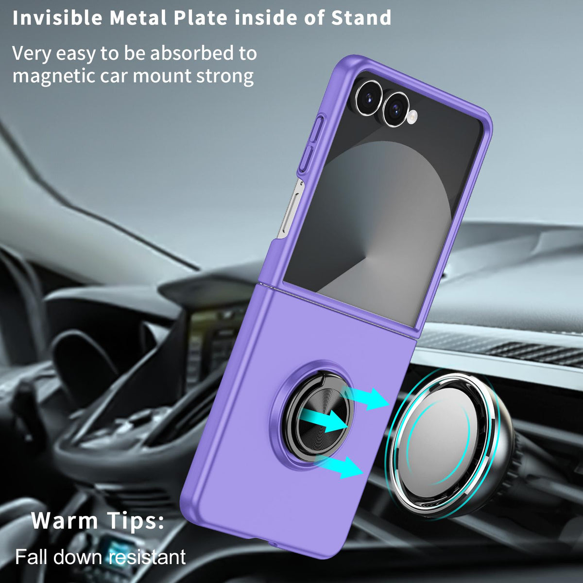 For Galaxy Z Flip8 5G Armor Ring Holder Phone Case - Purple - EDA004969907H