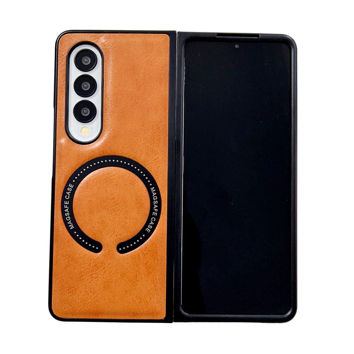 For Galaxy Z Fold8 Ultra 5G Crazy Horse Texture Magnetic Magsafe PU Phone Case - Orange - EDA004981604A