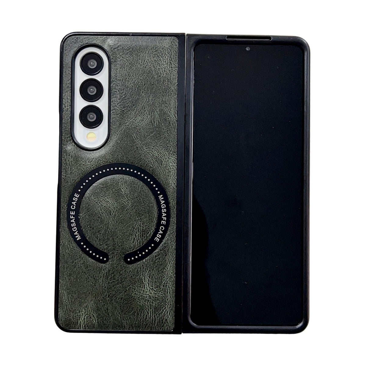 For Galaxy Z Fold8 Ultra 5G Crazy Horse Texture Magnetic Magsafe PU Phone Case - Green - EDA004981604D