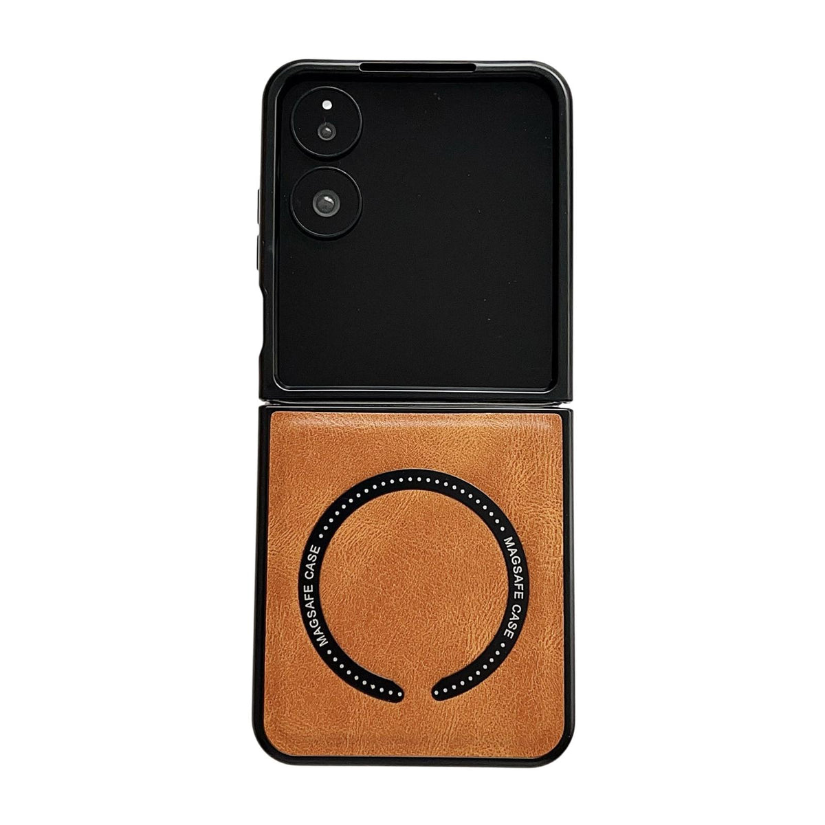 For Galaxy Z Flip8 5G Crazy Horse Texture Magnetic Magsafe PU Phone Case - Orange - EDA004981605A