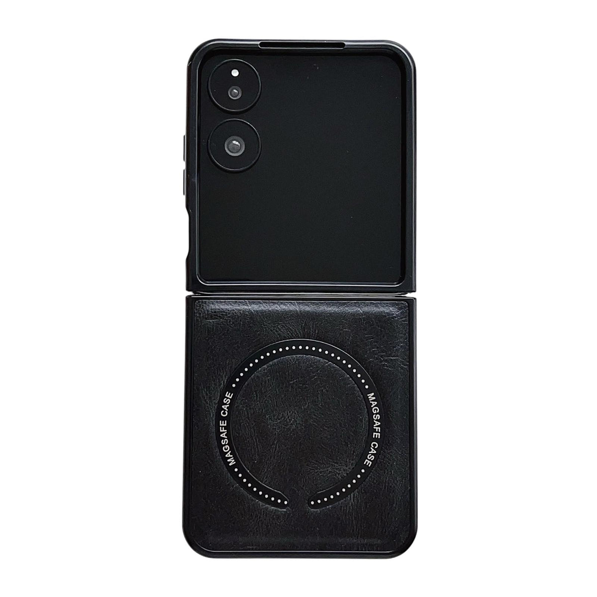 For Galaxy Z Flip8 5G Crazy Horse Texture Magnetic Magsafe PU Phone Case - Black - EDA004981605C