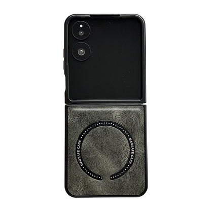 For Galaxy Z Flip8 5G Crazy Horse Texture Magnetic Magsafe PU Phone Case - Green - EDA004981605D