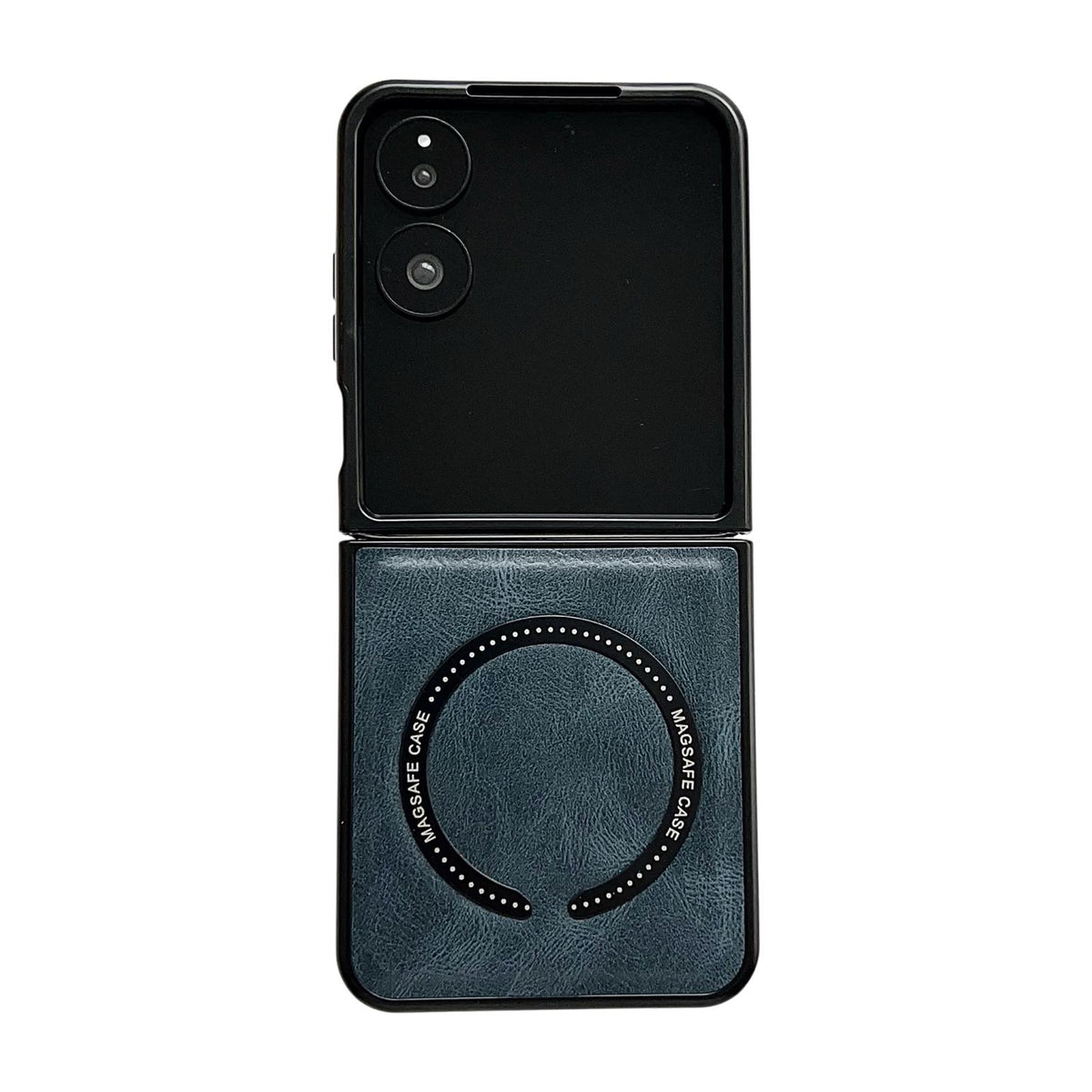 For Galaxy Z Flip8 5G Crazy Horse Texture Magnetic Magsafe PU Phone Case - Blue - EDA004981605E