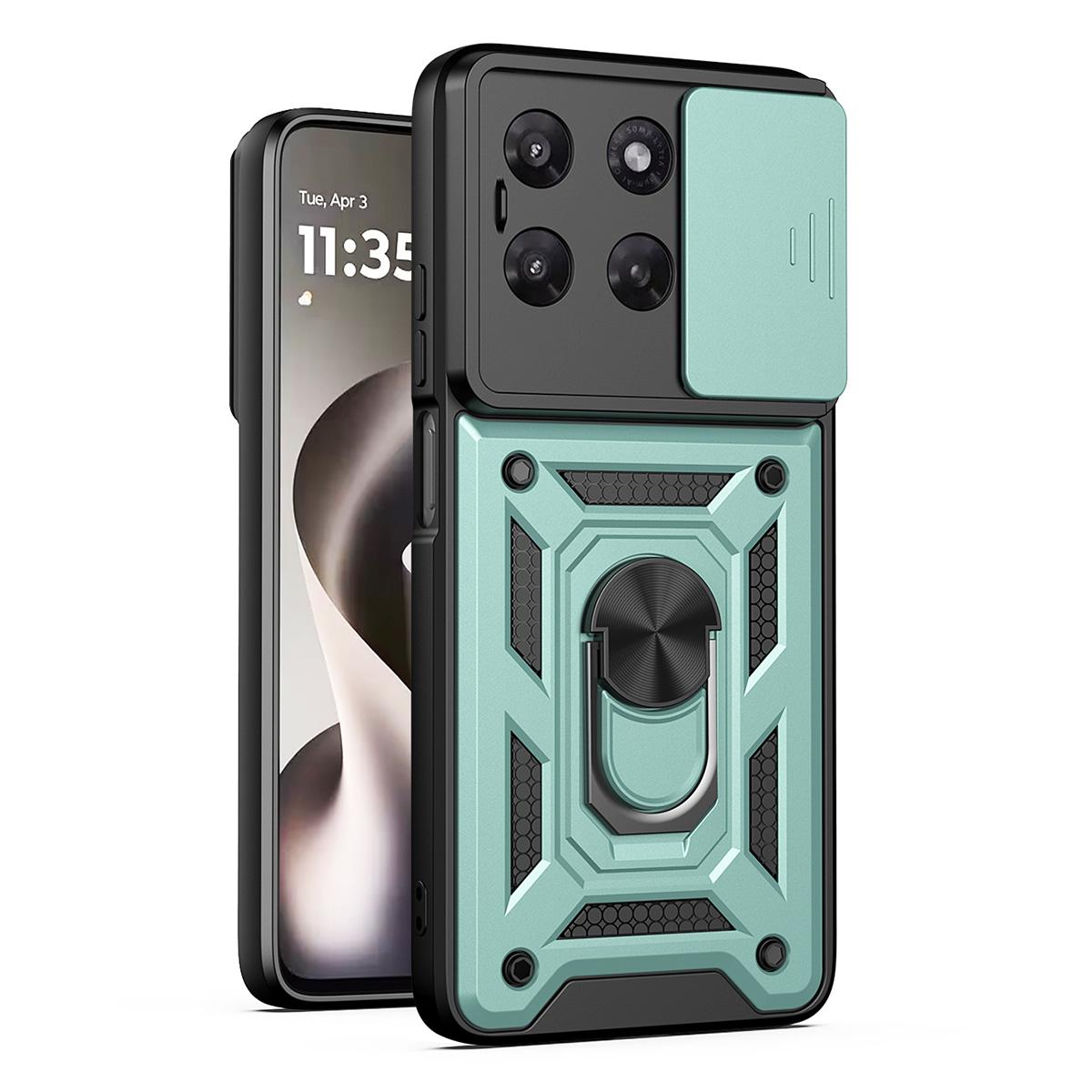 For Motorola Moto G47/G37/G37 Power Sliding Camera Cover Design TPU+PC Phone Case - Mint Green - EDA004982534A