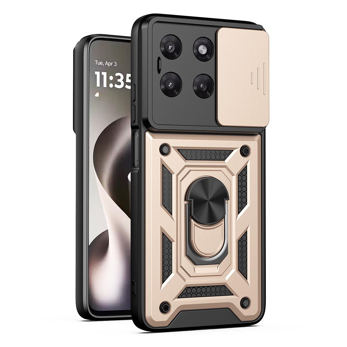 For Motorola Moto G47/G37/G37 Power Sliding Camera Cover Design TPU+PC Phone Case - Gold - EDA004982534D