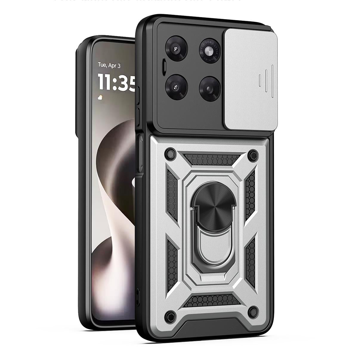 For Motorola Moto G47/G37/G37 Power Sliding Camera Cover Design TPU+PC Phone Case - Silver - EDA004982534G