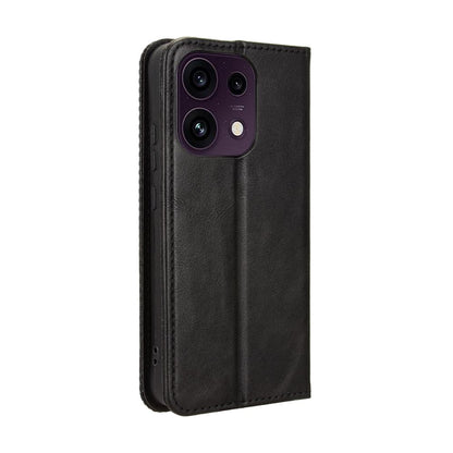 For OPPO Reno16 F 5G / Reno16 FS 5G Magnetic Buckle Retro Texture Leather Phone Case - Black - EDA005048554A