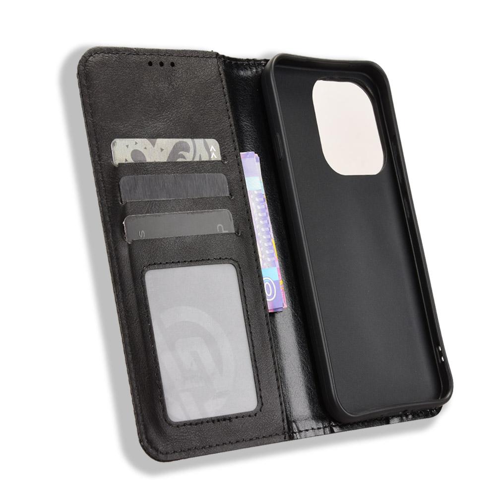 For OPPO Reno16 F 5G / Reno16 FS 5G Magnetic Buckle Retro Texture Leather Phone Case - Black - EDA005048554A