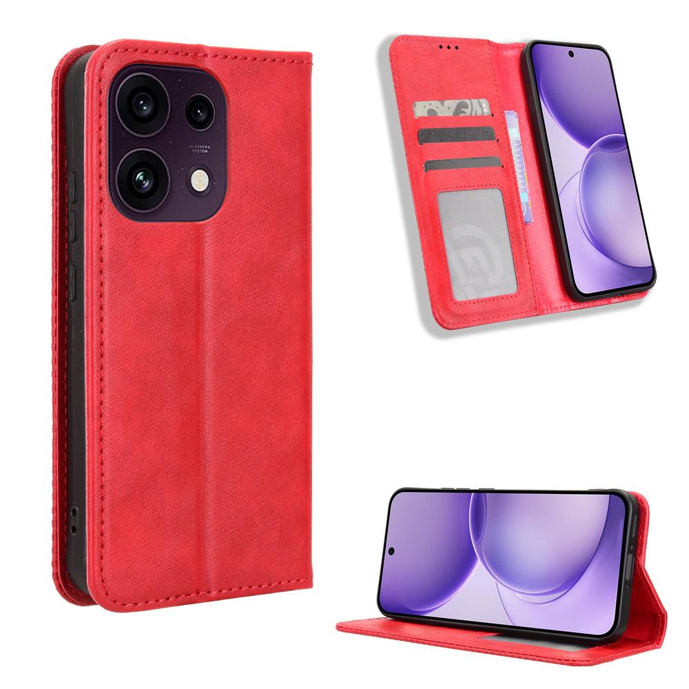 For OPPO Reno16 F 5G / Reno16 FS 5G Magnetic Buckle Retro Texture Leather Phone Case - Red - EDA005048554B