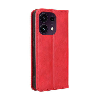 For OPPO Reno16 F 5G / Reno16 FS 5G Magnetic Buckle Retro Texture Leather Phone Case - Red - EDA005048554B