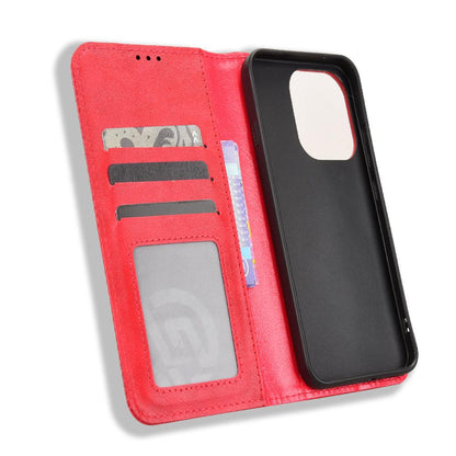 For OPPO Reno16 F 5G / Reno16 FS 5G Magnetic Buckle Retro Texture Leather Phone Case - Red - EDA005048554B