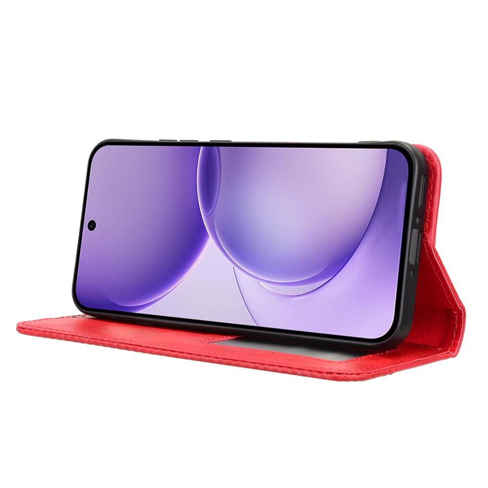 For OPPO Reno16 F 5G / Reno16 FS 5G Magnetic Buckle Retro Texture Leather Phone Case - Red - EDA005048554B